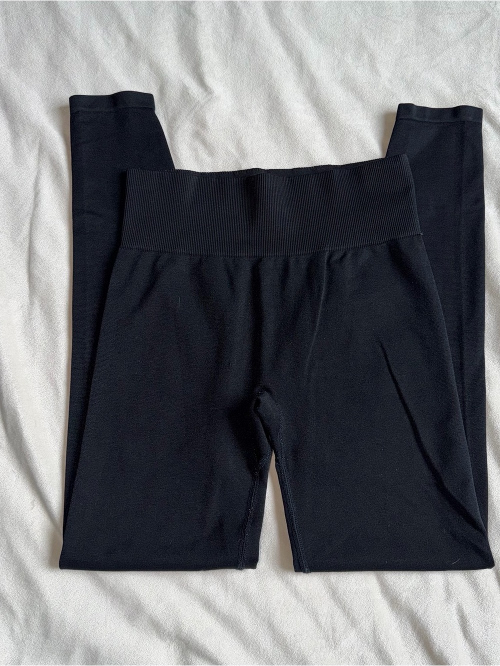 PINK Victoria's Secret Black Ribbed-Waist Leggings